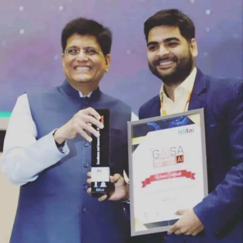 Shivam Ahuja with Dr. Piyush Goyal — Central Minister